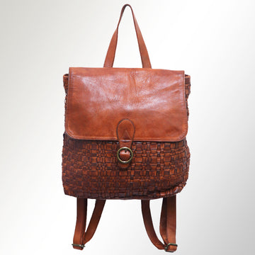 Harness Skirting Leather With Hand Carving Backpack - NMBGM115
