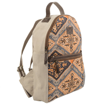 Leather and Upcycled Canvas Backpack - LB141