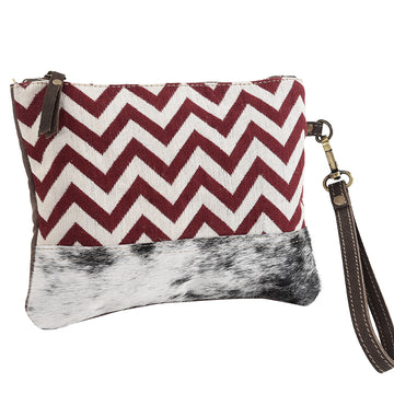Real Cowhide Leather and Upcycled Canvas Wristlet - LB277