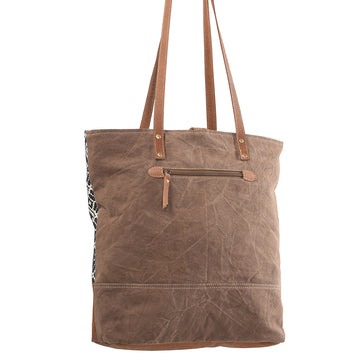 Leather and Upcycled Canvas Tote Bag - LB285