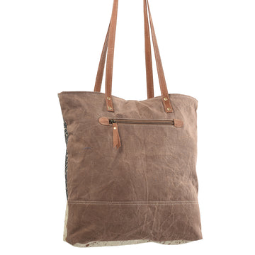 Real Cowhide Leather and Upcycled Canvas Tote Bag - LB287