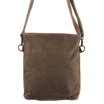 Real Cowhide Leather and Upcycled Canvas Messenger Bag - LB303