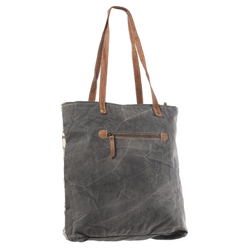 Leather and Upcycled Canvas Tote Bag - LB305