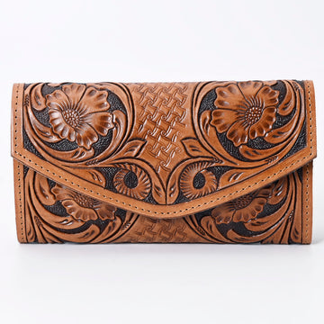 Harness Skirting Leather With Hand Carving Wallet - LBG112
