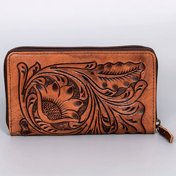 Harness Skirting Leather With Hand Carving Wallet - LBG118