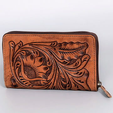 Harness Skirting Leather With Hand Carving Wallet - LBG118
