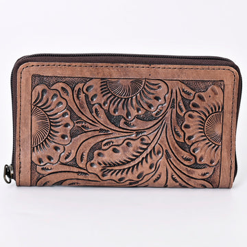 Harness Skirting Leather With Hand Carving Wallet - LBG119
