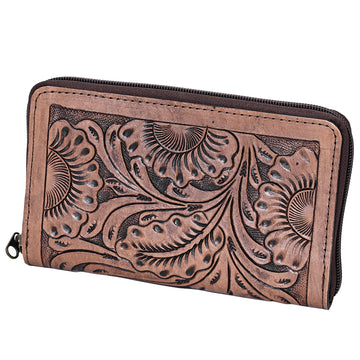 Harness Skirting Leather With Hand Carving Wallet - LBG119