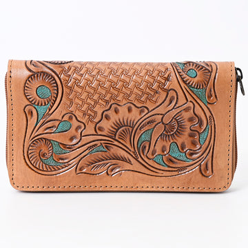 Harness Skirting Leather With Hand Carving Wallet - LBG126