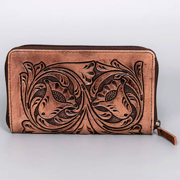 Harness Skirting Leather With Hand Carving Wallet - LBG132