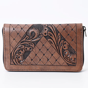 Harness Skirting Leather With Hand Carving Wallet - LBG134