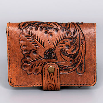 Harness Skirting Leather With Hand Carving Wallet - LBG138