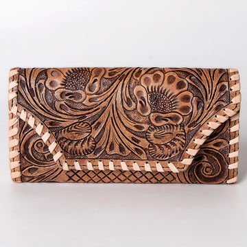 Harness Skirting Leather With Hand Carving Wallet - LBG154