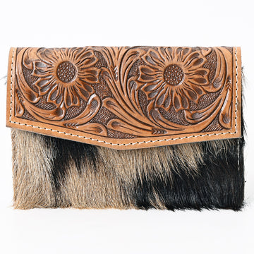 Harness Skirting Leather With Hand Carving Wallet - LBG155