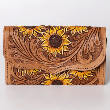 Harness Skirting Leather With Hand Carving Wallet - LBG156