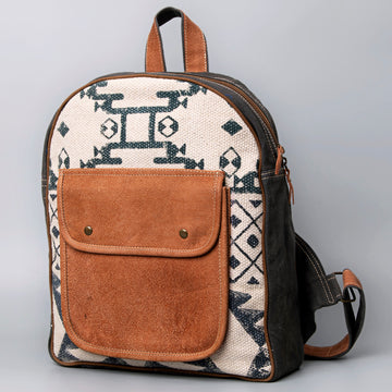 Leather and Upcycled Canvas Backpack - LB500
