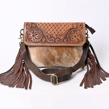 Real Cowhide Leather With Carving Crossbody Bag - LBK138
