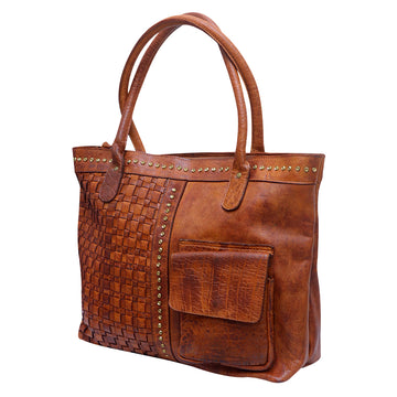 Harness Skirting Leather With Hand Carving Tote Bag - NMBGM118