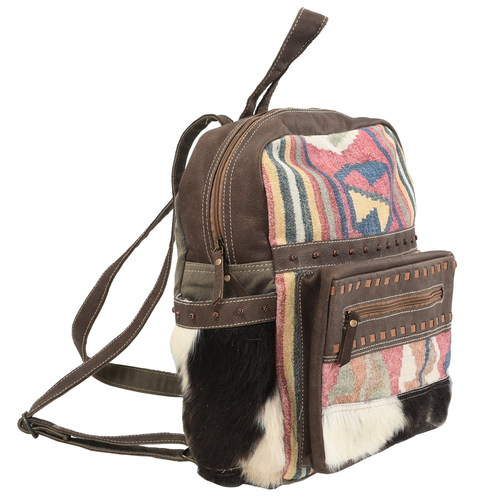Leather and Upcycled Canvas Backpack - LB105