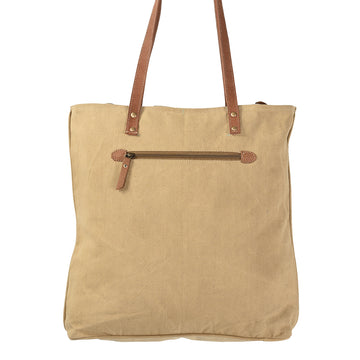 Leather and Upcycled Canvas Tote Bag - LB195