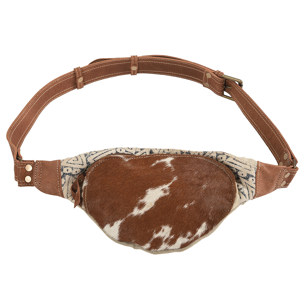 Real Cowhide Leather and Upcycled Canvas Fanny Pack - LB288