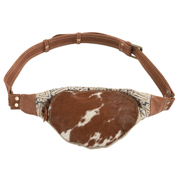 Real Cowhide Leather and Upcycled Canvas Fanny Pack - LB288