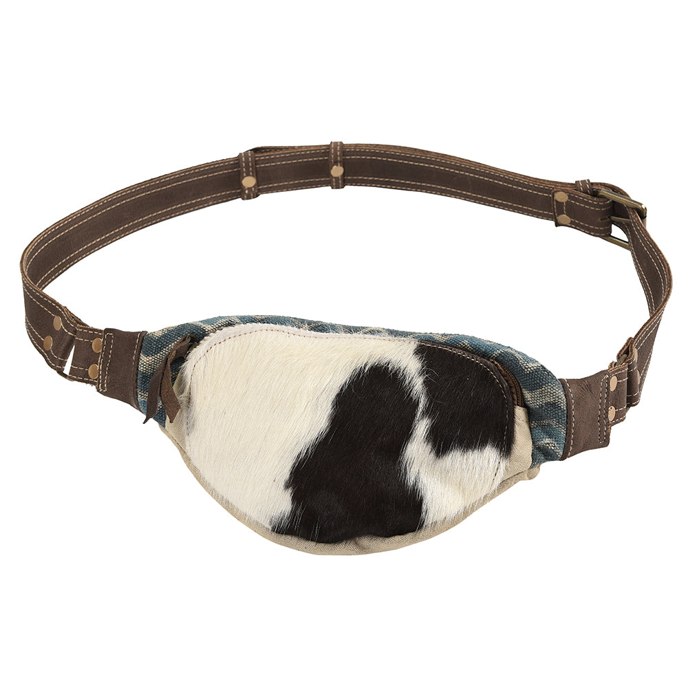 Real Cowhide Leather and Upcycled Canvas Fanny Pack - LB289