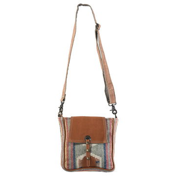 Leather and Upcycled Canvas Crossbody Bag - LB301