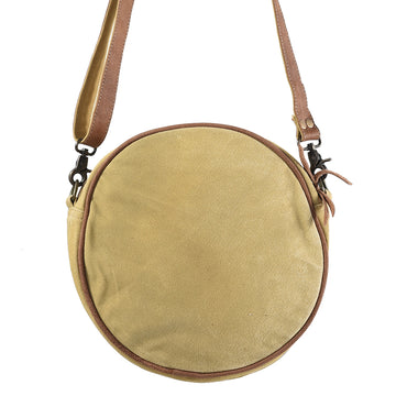 Leather and Upcycled Canvas Canteen Bag - LB329