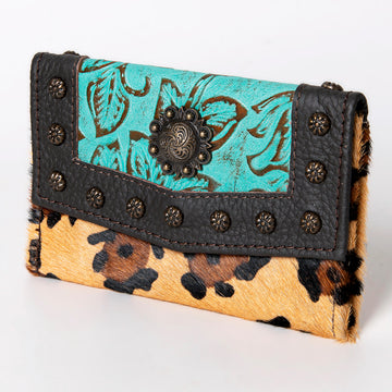 Cheetah Print Original Cowhide Leather With Spots and Embossed Leather Wallet - LBG108