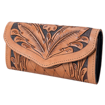 Harness Skirting Leather With Hand Carving Wallet - LBG111