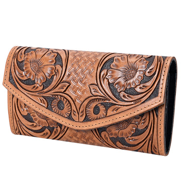 Harness Skirting Leather With Hand Carving Wallet - LBG112
