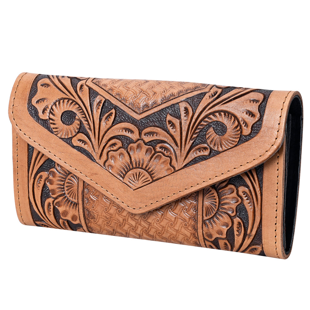 Harness Skirting Leather With Hand Carving Wallet - LBG113
