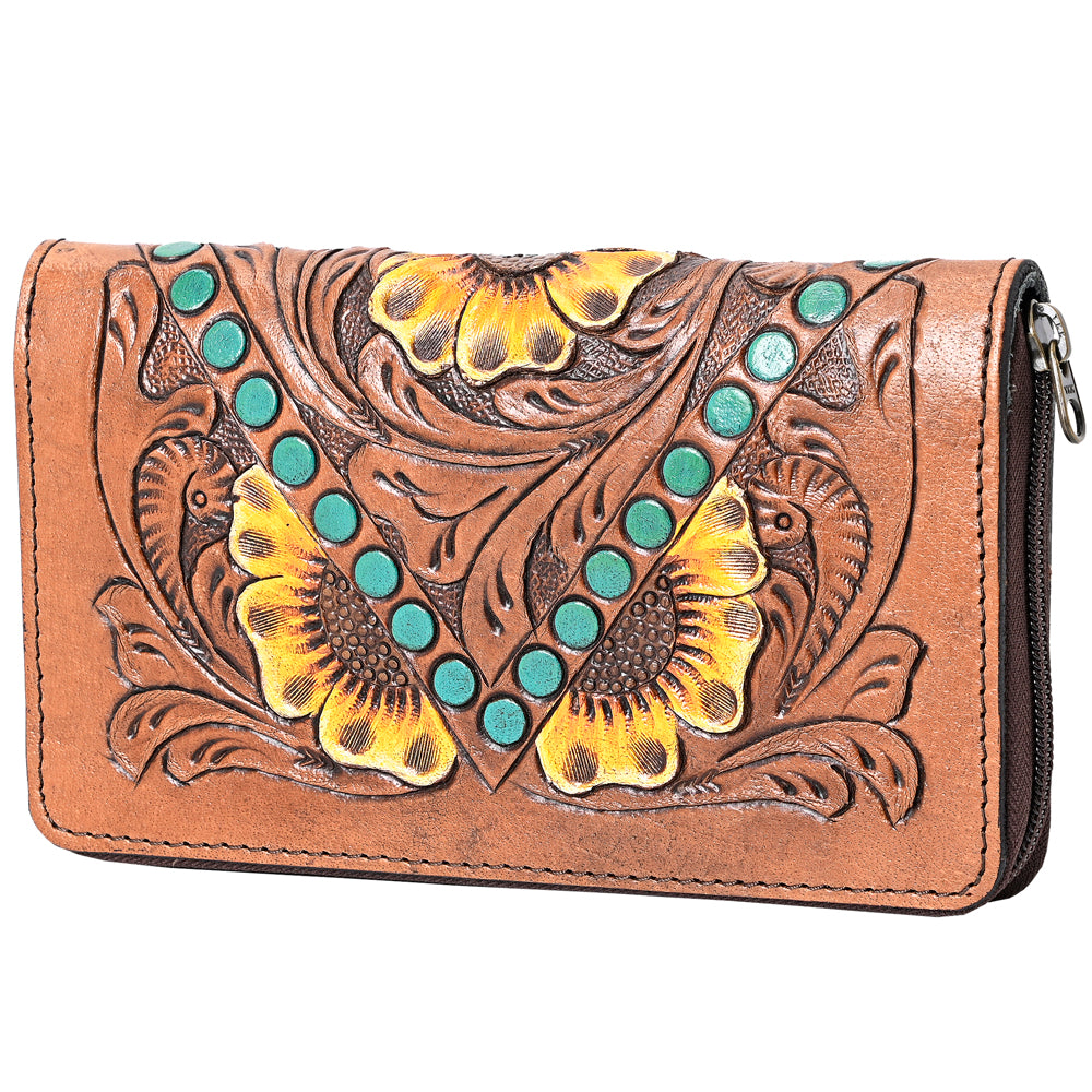 Harness Skirting Leather With Hand Carving Wallet - LBG122