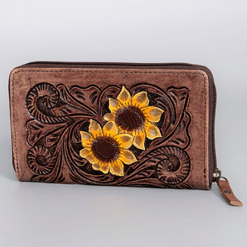Harness Skirting Leather With Hand Carving Wallet - LBG123