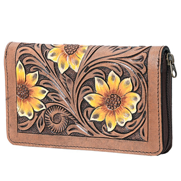 Harness Skirting Leather With Hand Carving Wallet - LBG124