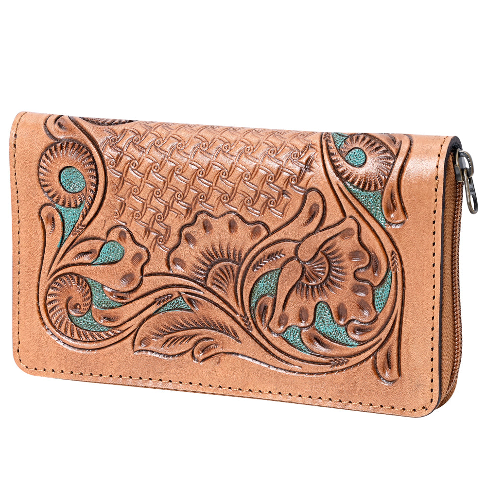 Harness Skirting Leather With Hand Carving Wallet - LBG126