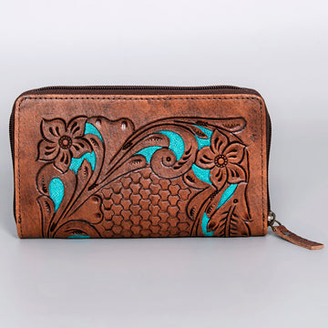 Harness Skirting Leather With Hand Carving Wallet - LBG128