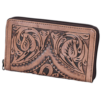 Harness Skirting Leather With Hand Carving Wallet - LBG129
