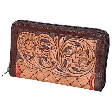 Harness Skirting Leather With Hand Carving Wallet - LBG131