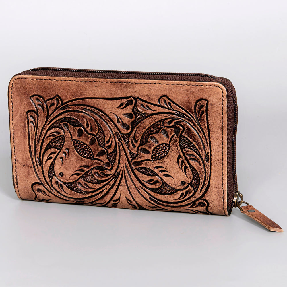 Harness Skirting Leather With Hand Carving Wallet - LBG132