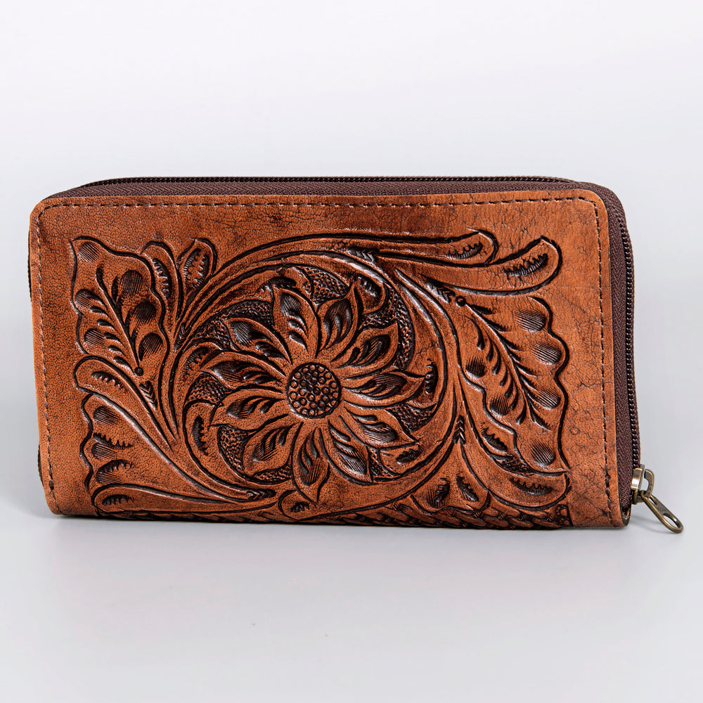Harness Skirting Leather With Hand Carving Wallet - LBG136
