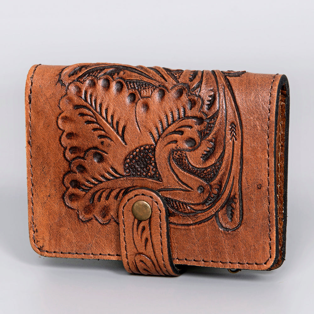Harness Skirting Leather With Hand Carving Wallet - LBG138