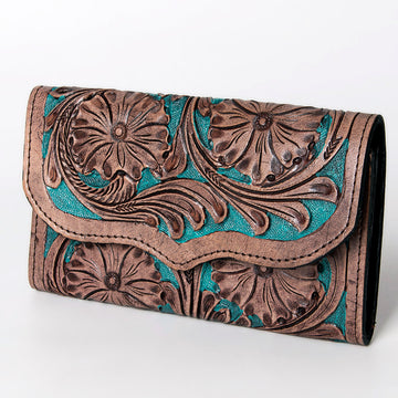 Harness Skirting Leather With Hand Carving Wallet - LBG150
