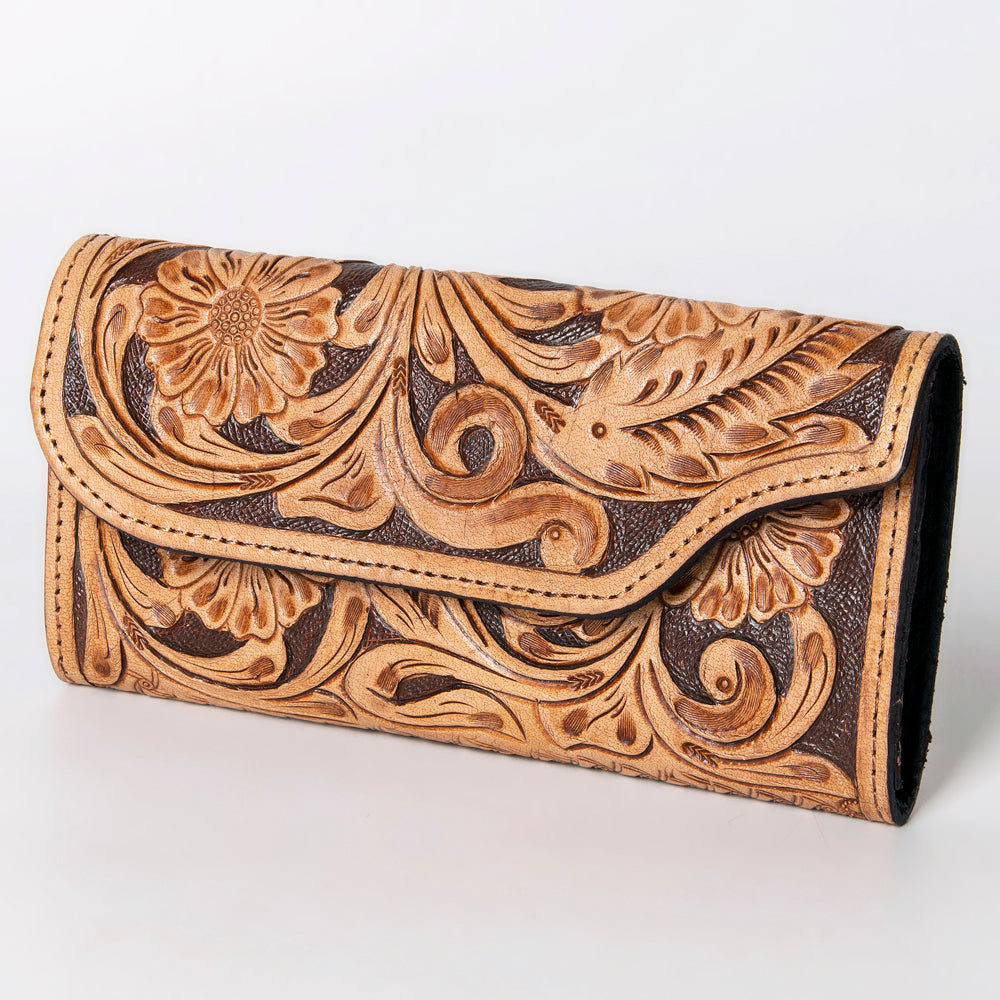 Harness Skirting Leather With Hand Carving Wallet - LBG151