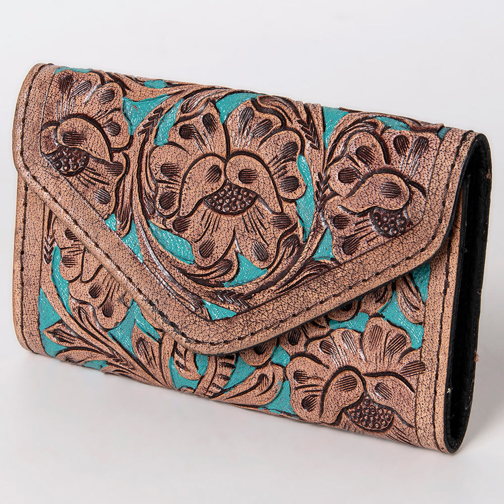 Harness Skirting Leather With Hand Carving Wallet - LBG152