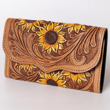 Harness Skirting Leather With Hand Carving Wallet - LBG156