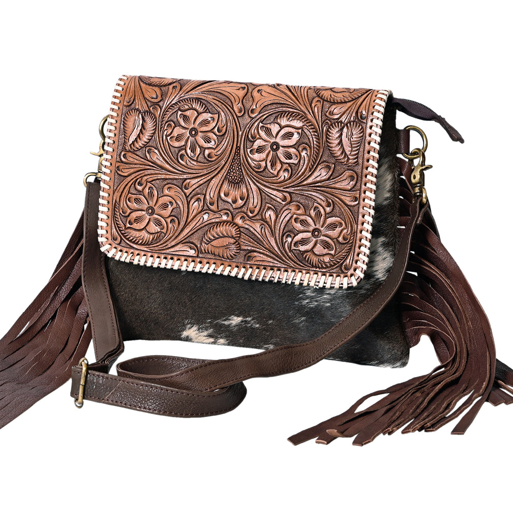 Real Cowhide Leather With Carving Crossbody Bag - LBK129