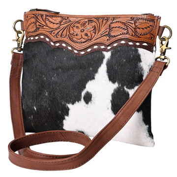 Real Cowhide Leather With Carving Crossbody Bag - LBK130