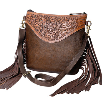 Real Cowhide Leather With Carving Crossbody Bag - LBK135